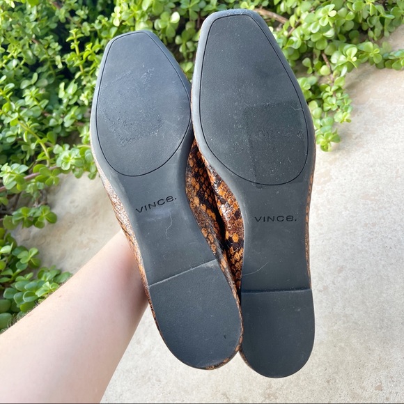 Vince Snakeskin Leather Square Toe Ballet Flats - Picture 6 of 6
